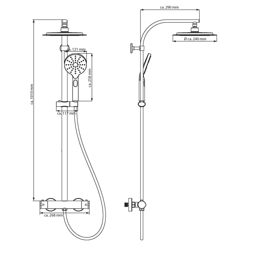 Schütte Regendusche-Set Madura Fresh Mattschwarz Grau