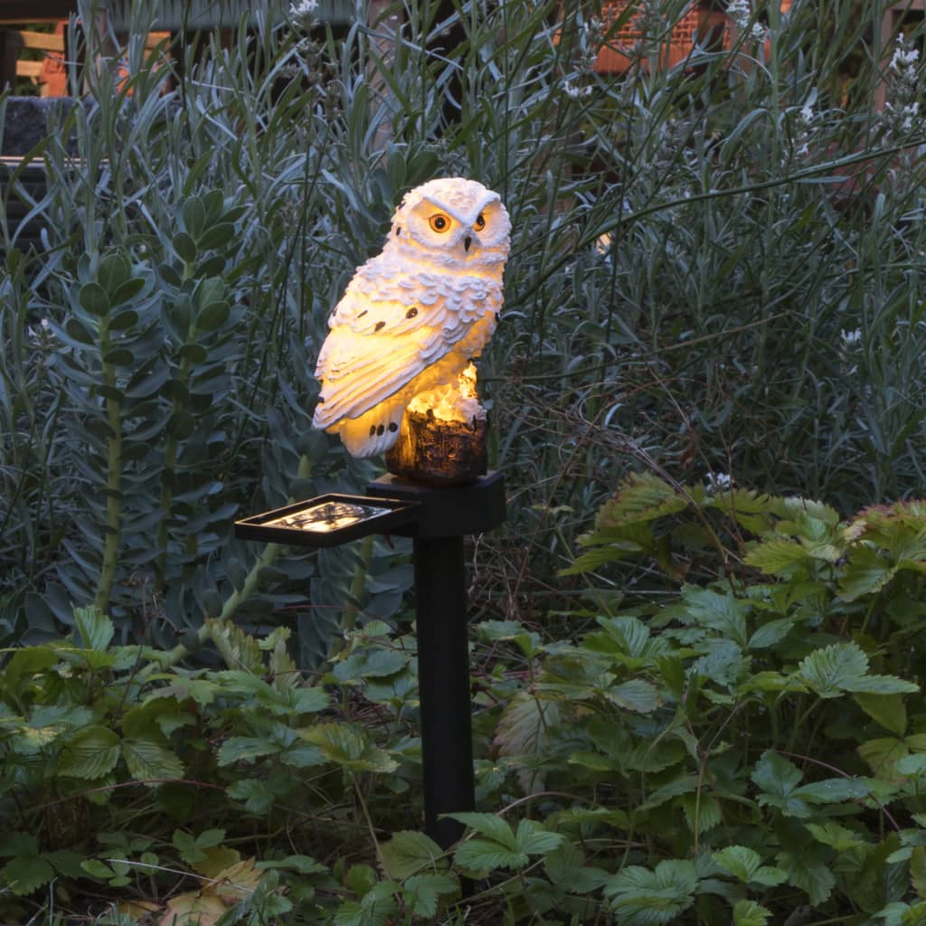 Hi Led-Solar-Gartenleuchte Eule Weiß