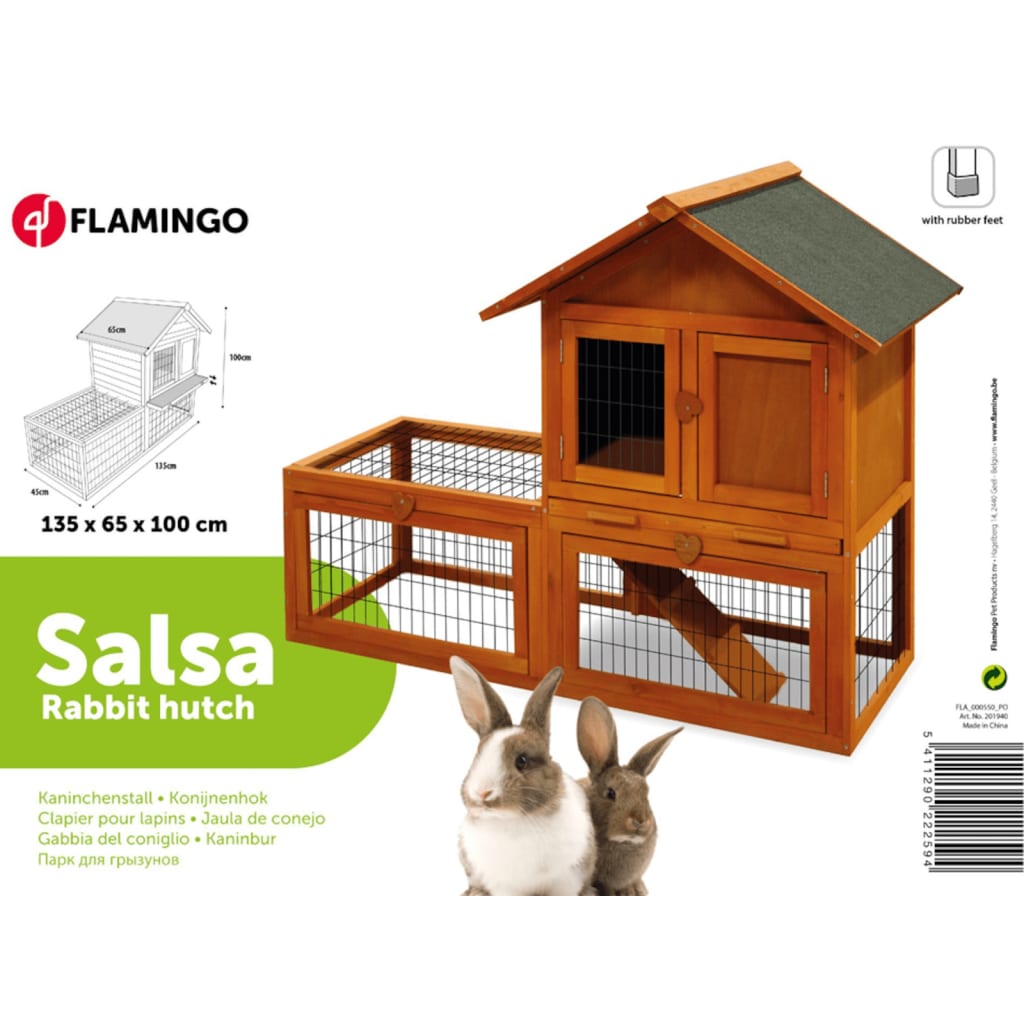 Flamingo Kaninchenstall Salsa 135X65X100 Cm Braun