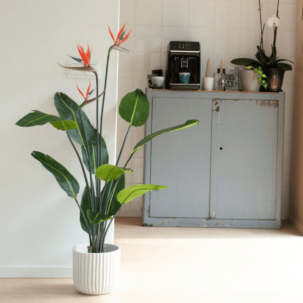 Emerald Künstliche Pflanze Strelitzia Im Topf Mit Blumen 120 Cm