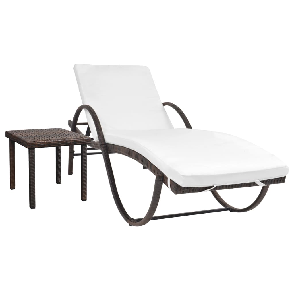 Sonnenliege Mit Auflage & Tisch Poly Rattan