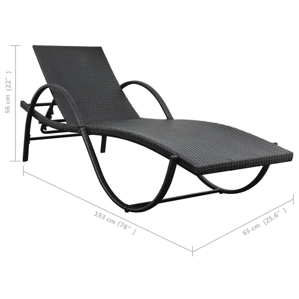 Sonnenliege Mit Auflage & Tisch Poly Rattan