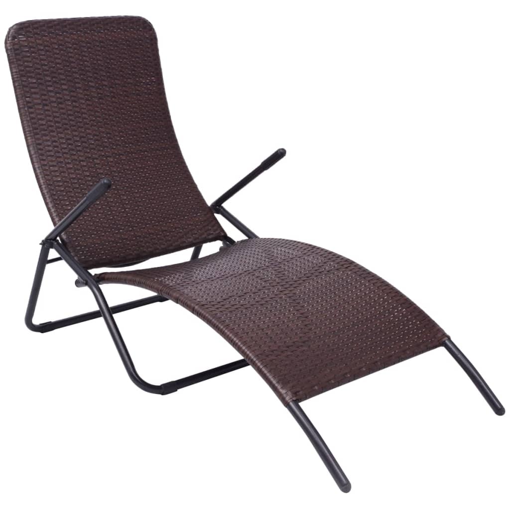 Sonnenliege Klappbar Poly Rattan Brown