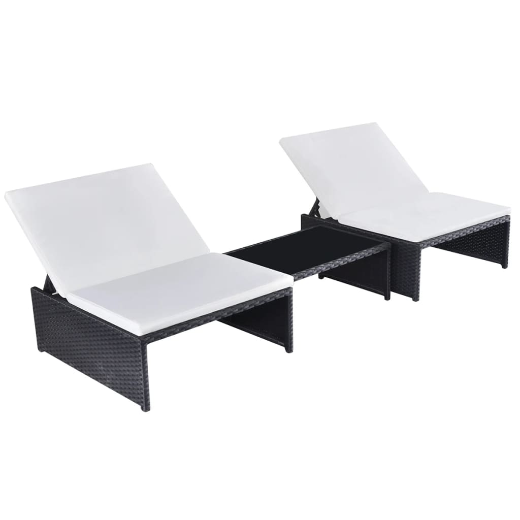 Outdoor-Lehnstühle 2 Stk. Mit Tisch Schwarz Poly-Rattan