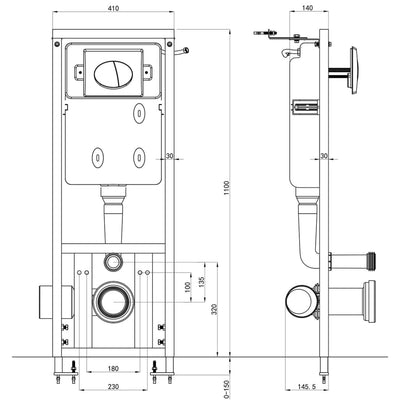 Unterputz Spülkasten 11 L 41X14X(110-125) Cm