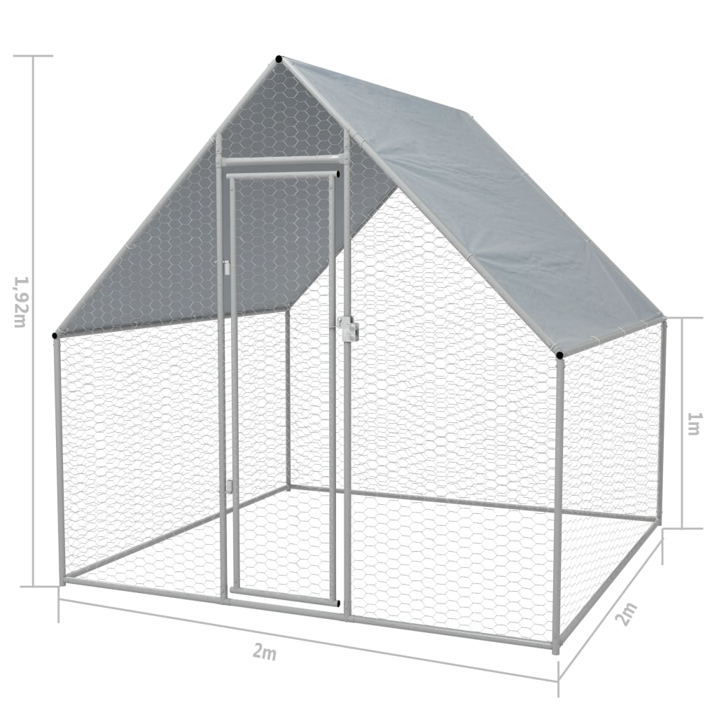 Outdoor-Hühnerkäfig 2X2X1,92 M Verzinkter Stahl