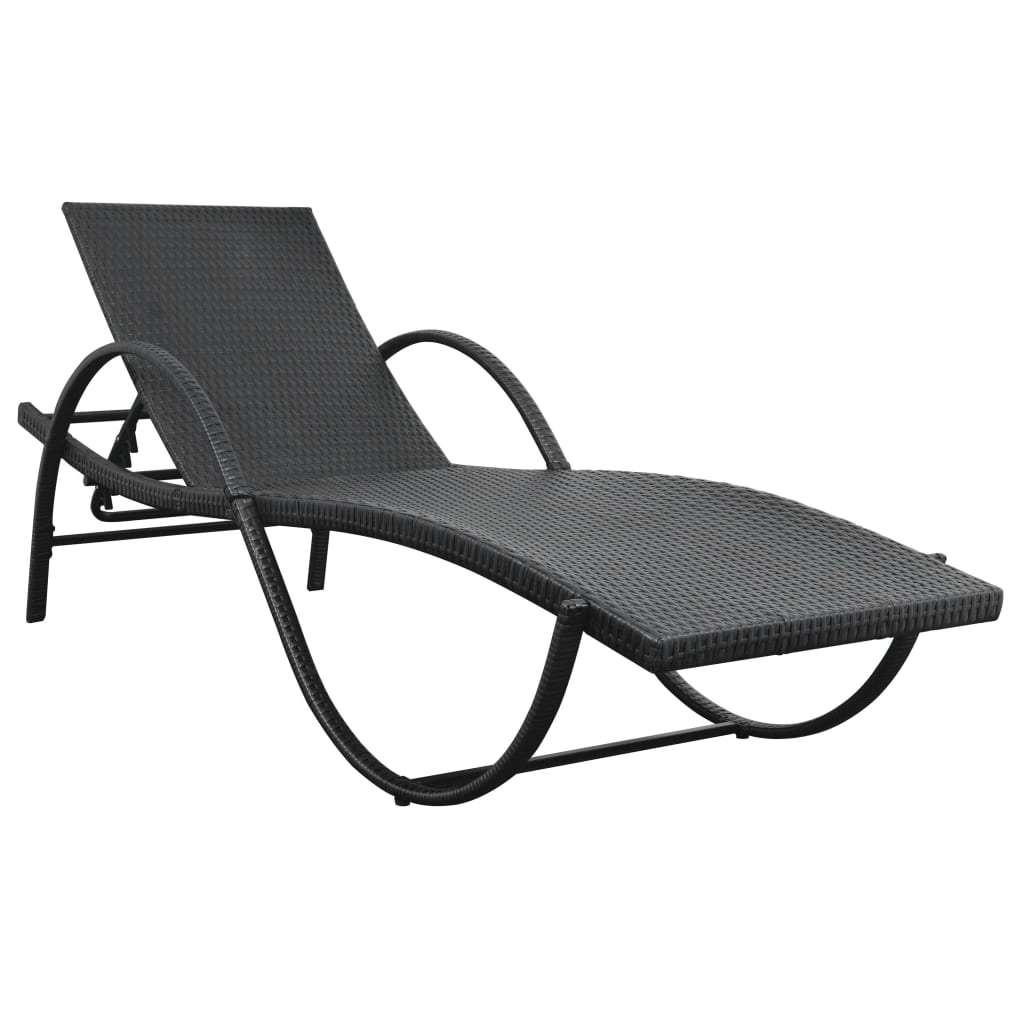 Sonnenliegen 2 Stk. Mit Tisch Poly Rattan