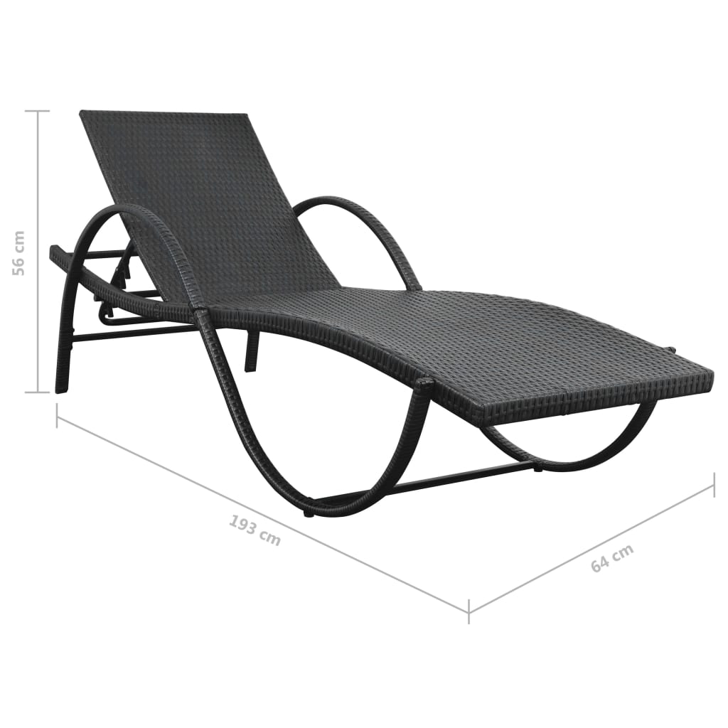 Sonnenliegen 2 Stk. Mit Tisch Poly Rattan