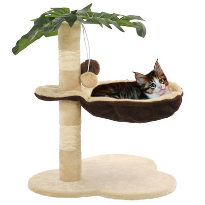 Katzen-Kratzbaum Mit Sisal-Kratzstange 50 Cm Beige Und Braun