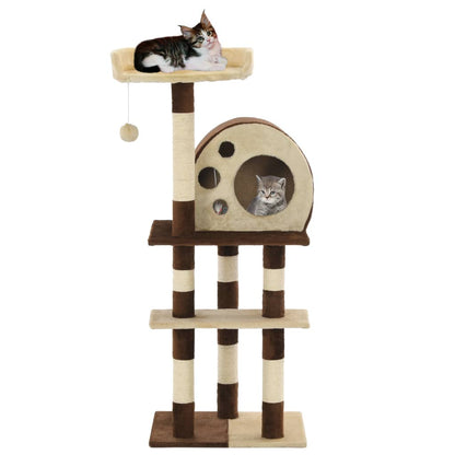 Katzen-Kratzbaum Mit Sisal-Kratzsäulen 127 Cm Beige Und Braun