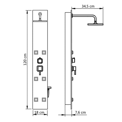 Duschpaneel Glas 18×42,1×120 Cm Schwarz