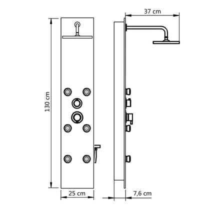 Duschpaneel Glas 25×44,6×130 Cm