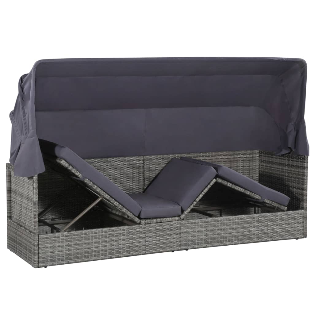 Gartenbett Mit Baldachin 205×62 Cm Poly Rattan