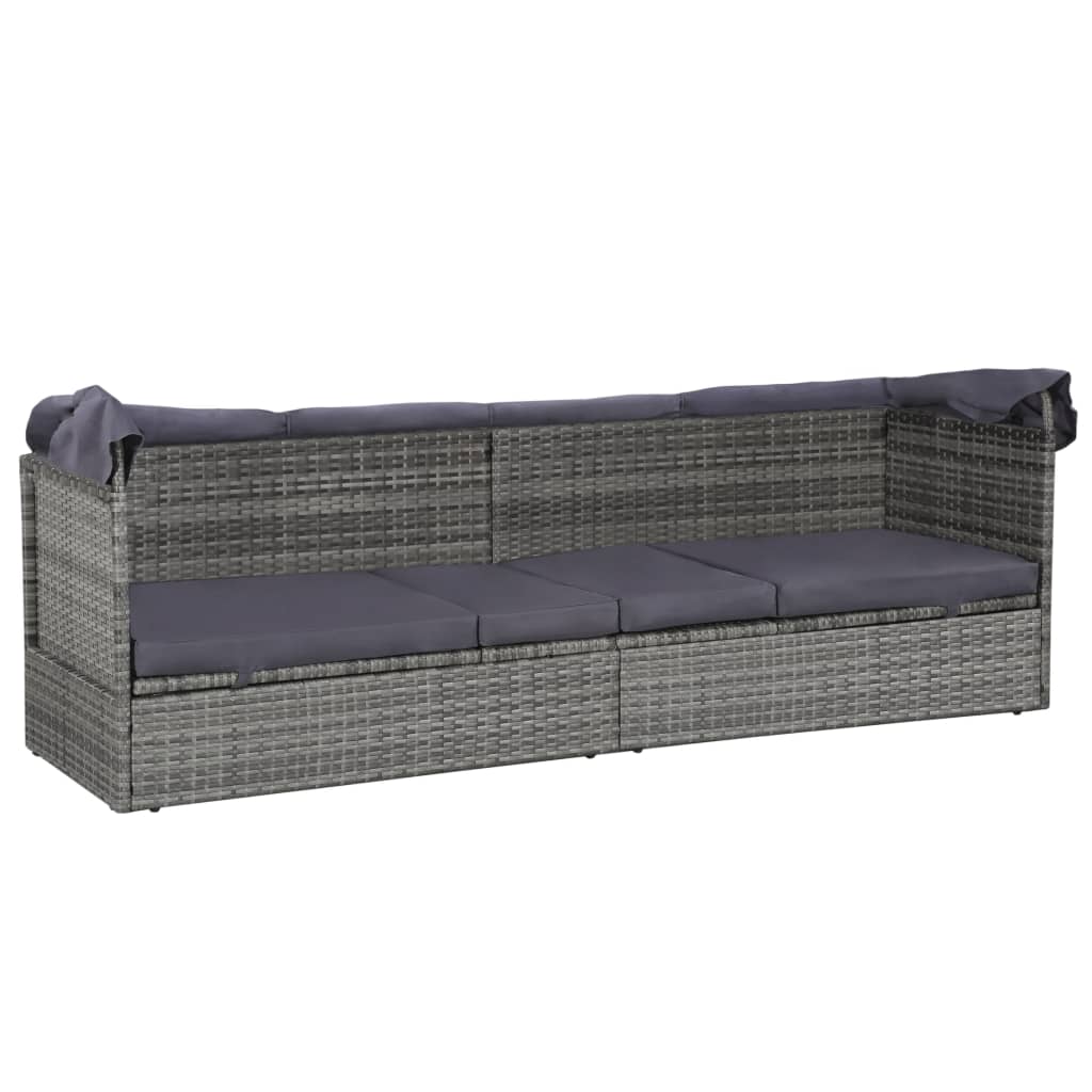 Gartenbett Mit Baldachin 205×62 Cm Poly Rattan