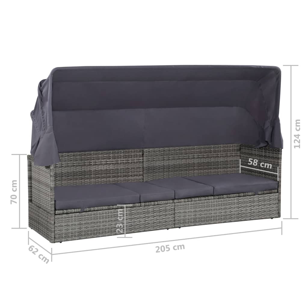 Gartenbett Mit Baldachin 205×62 Cm Poly Rattan