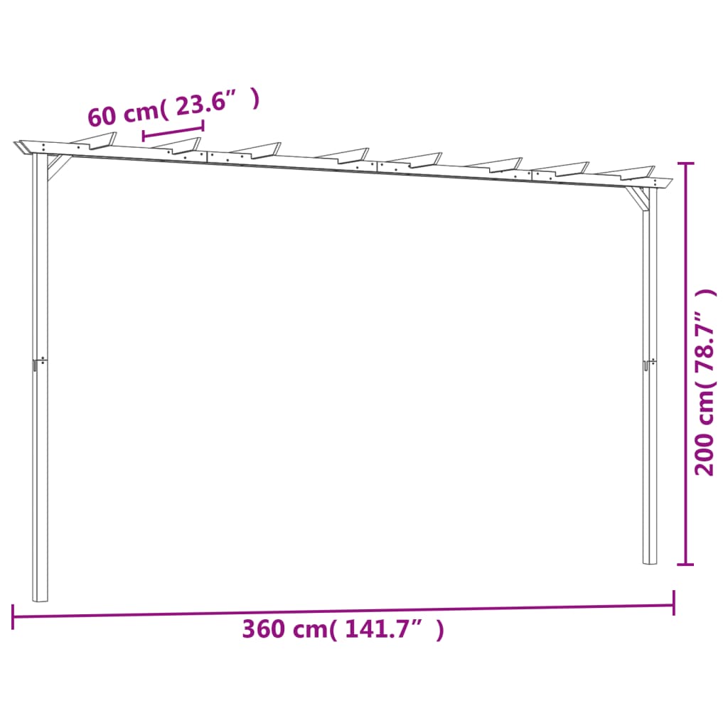 Garten-Pergola Kiefernholz Imprägniert 360X200X60 Cm