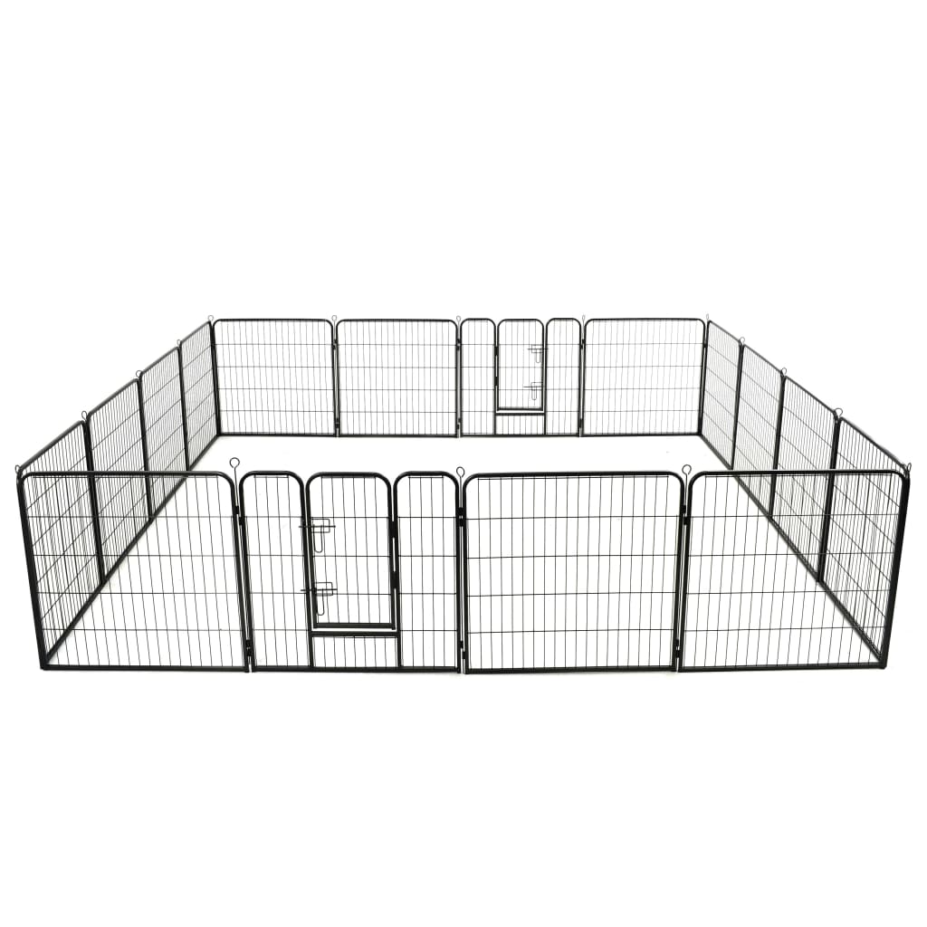 Hunde-Laufgitter 8 Paneele Stahl Schwarz