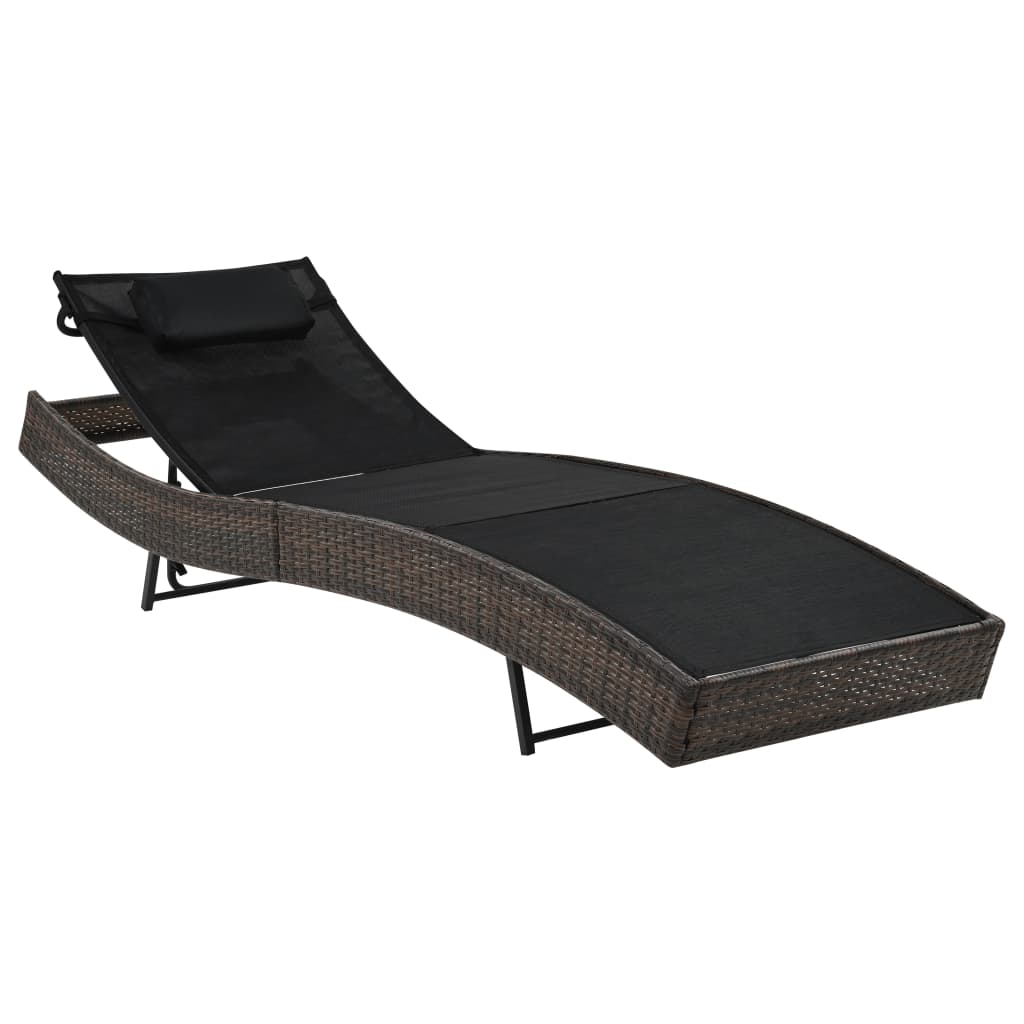 Sonnenliege Mit Kissen Poly-Rattan Schwarz