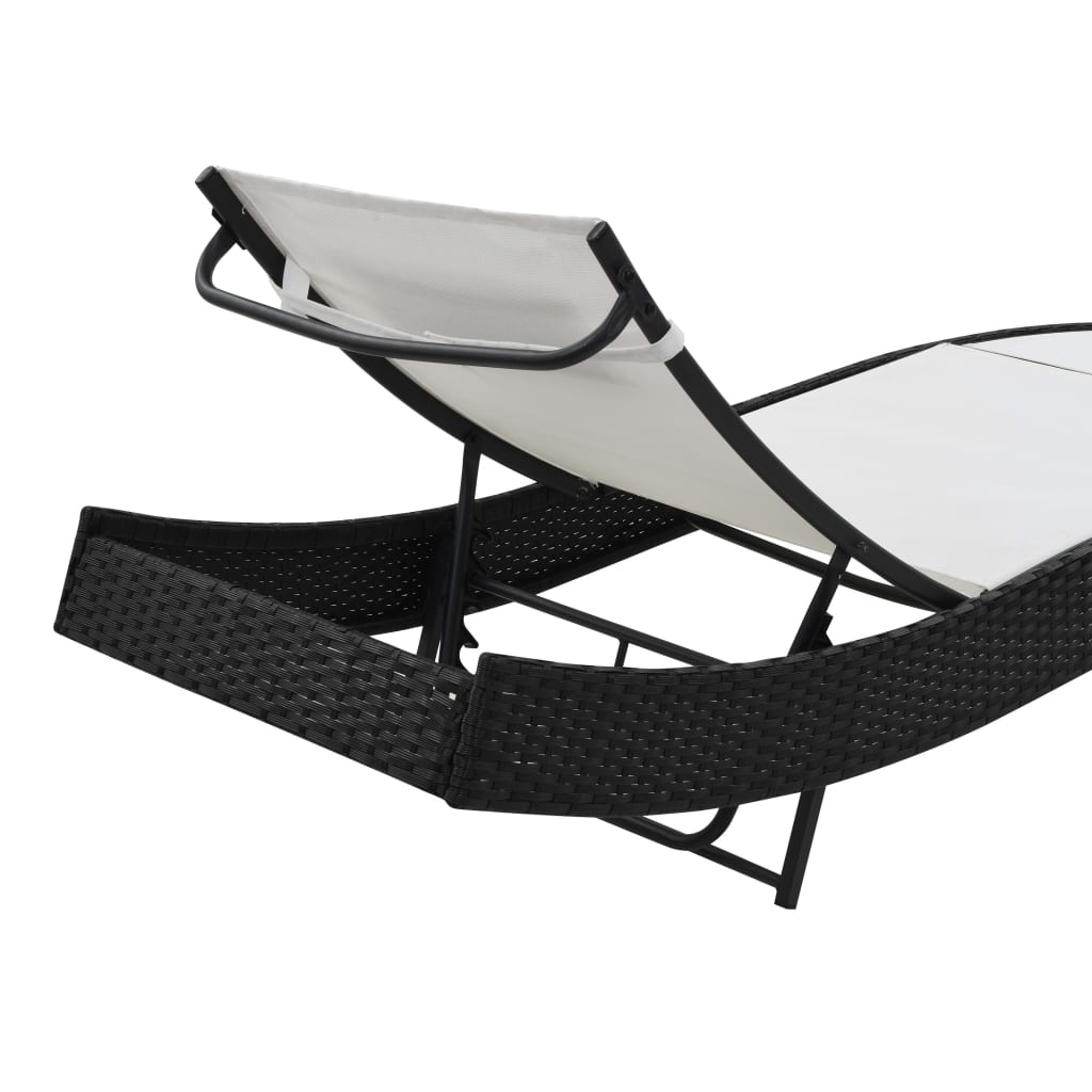 Sonnenliege Mit Kissen Poly-Rattan Schwarz