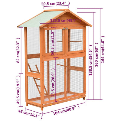 Vogelkäfig Kiefernholz & Tannenholz 125,5X59,5X164 Cm