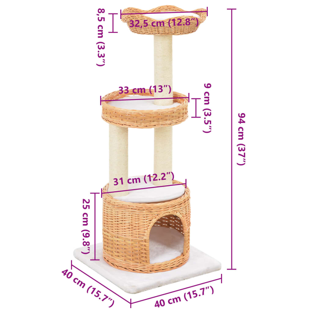 Katzen-Kratzbaum Sisal Natürliches Weidenholz