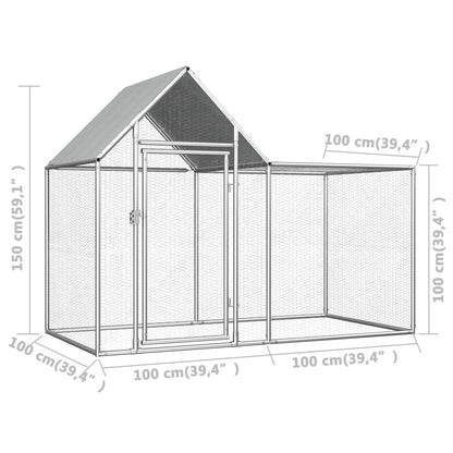 Hühnerstall 2X1X1,5 M Verzinkter Stahl