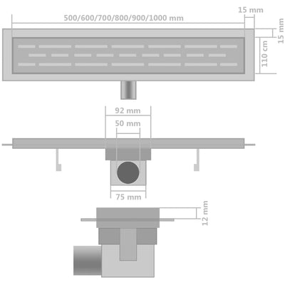 Lineare Duschrinnen 2 Stk. Linien Edelstahl