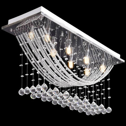 Weiße Deckenlampe Mit Funkelnden Glasperlen 8 X G9 29 Cm