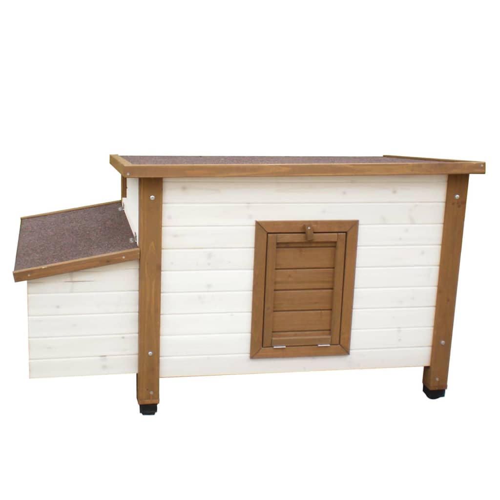 @Pet Hühnerstall Outdoor 136X74,5X75 Cm Holz Weiß Und Braun