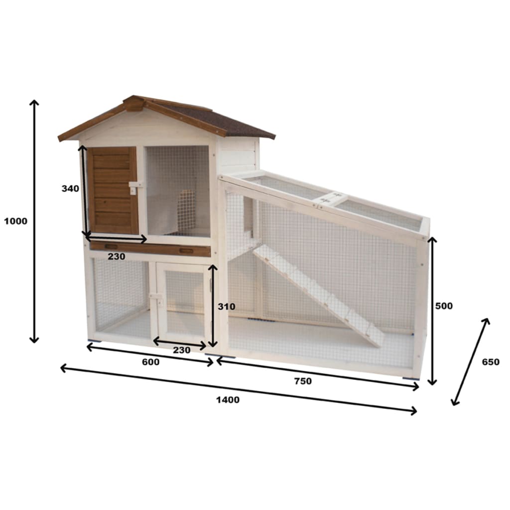 @Pet Kaninchenstall Tommy Weiß Und Braun 140X65X100 Cm 20072