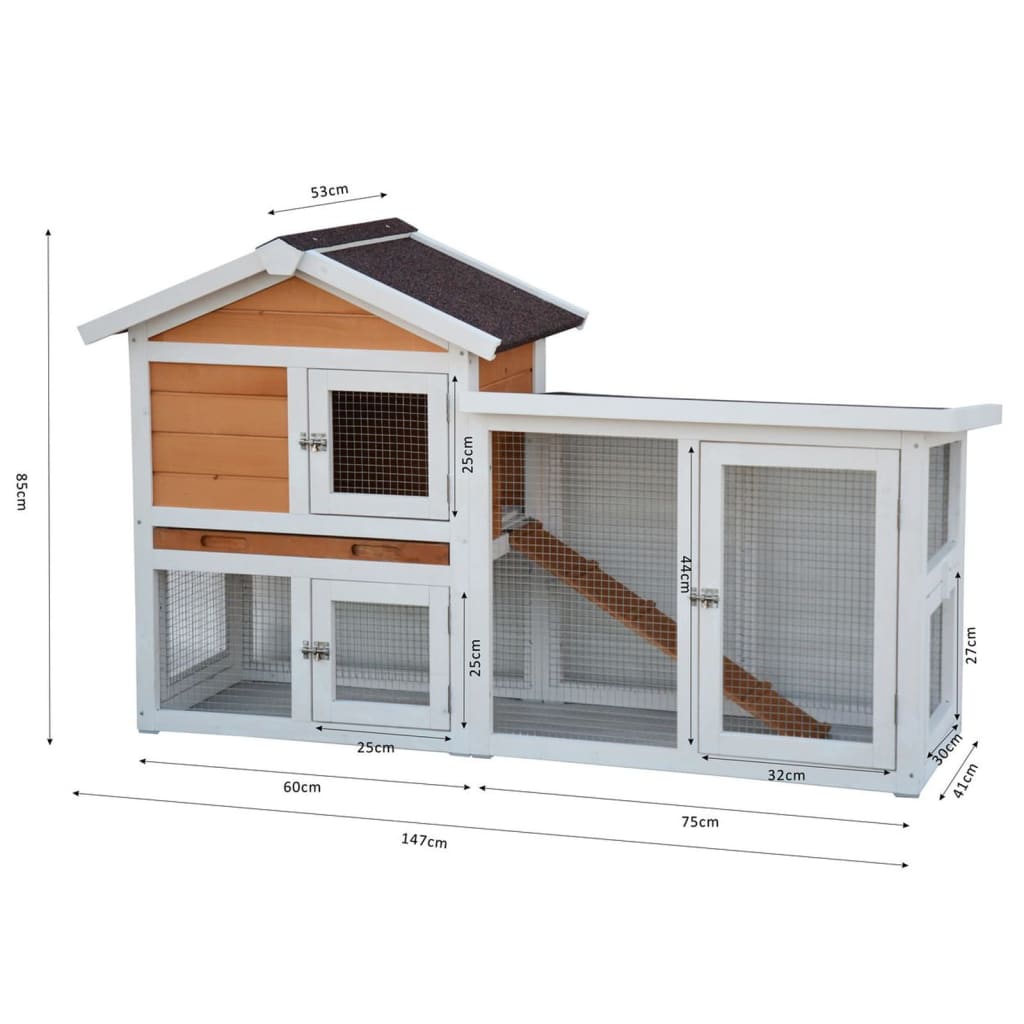 @Pet Kaninchenstall Queensland Weiß Und Braun 147X53X85 Cm