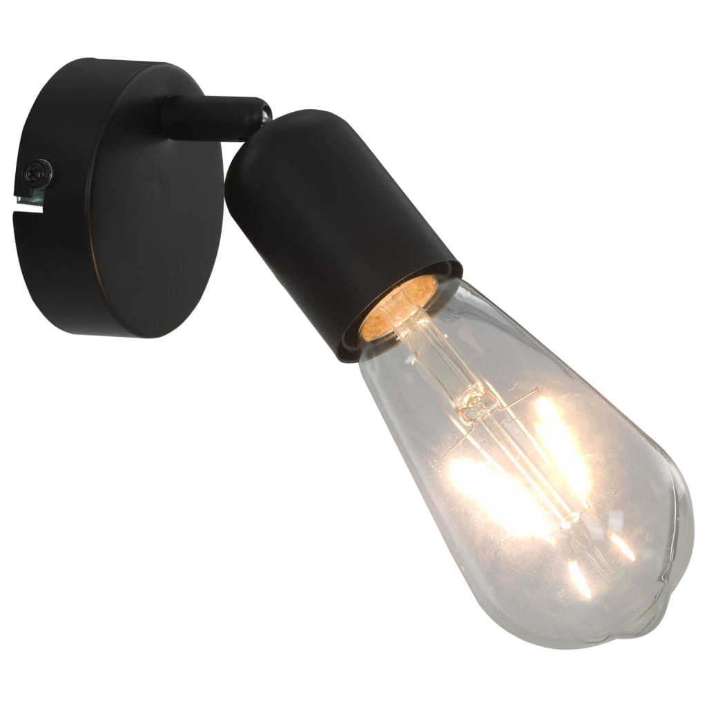 Strahler 2 Stk. Mit Glühlampen 2 W E27 Schwarz