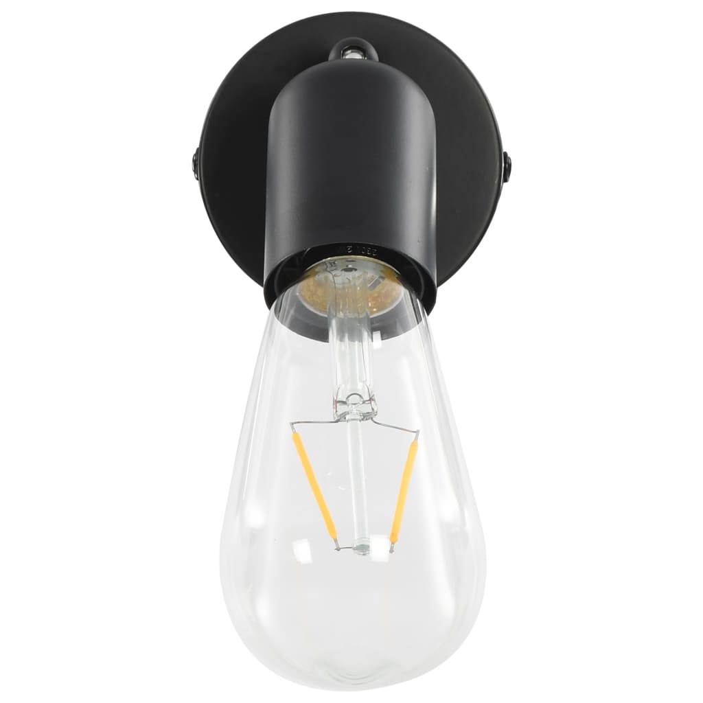 Strahler 2 Stk. Mit Glühlampen 2 W E27 Schwarz