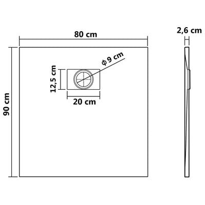 Duschwanne Smc 90×80 Cm