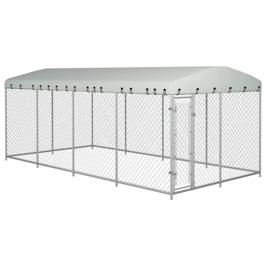 Outdoor-Hundezwinger Mit Überdachung 7,6X3,8X2,3 M