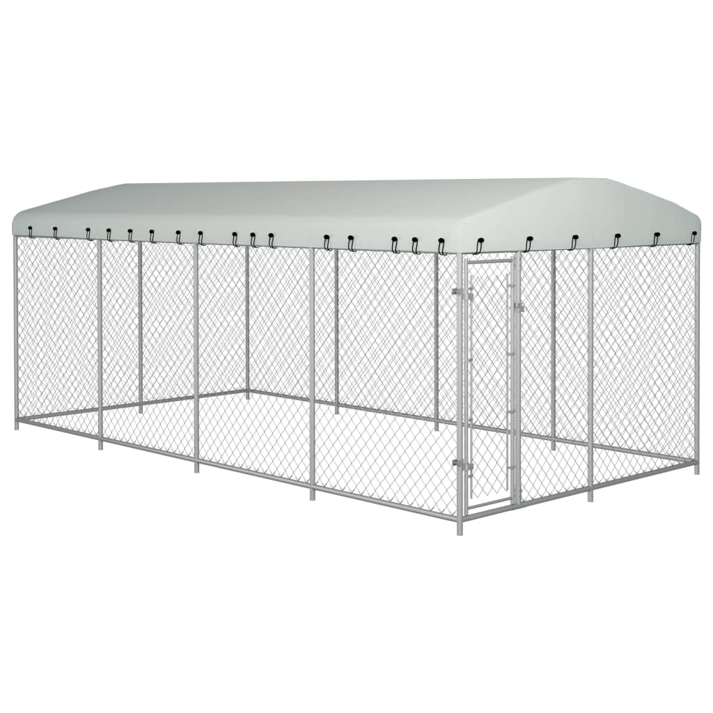 Outdoor-Hundezwinger Mit Überdachung 7,6X3,8X2,3 M