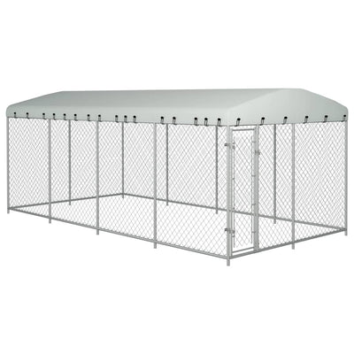 Outdoor-Hundezwinger Mit Überdachung 7,6X3,8X2,3 M