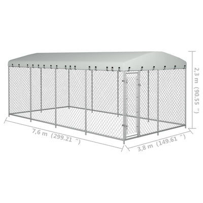 Outdoor-Hundezwinger Mit Überdachung 7,6X3,8X2,3 M