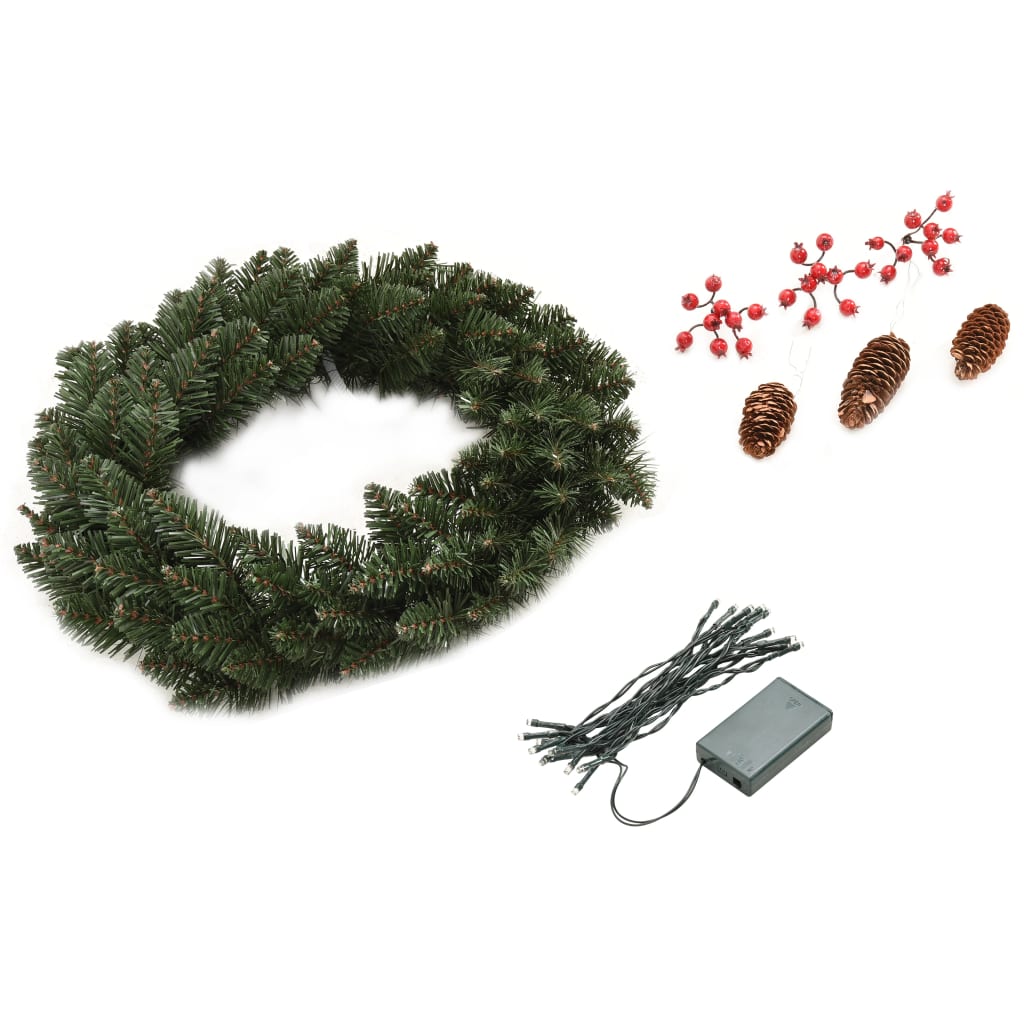 Weihnachtskränze 2 Stk. Mit Schmuck Grün 45 Cm Grau