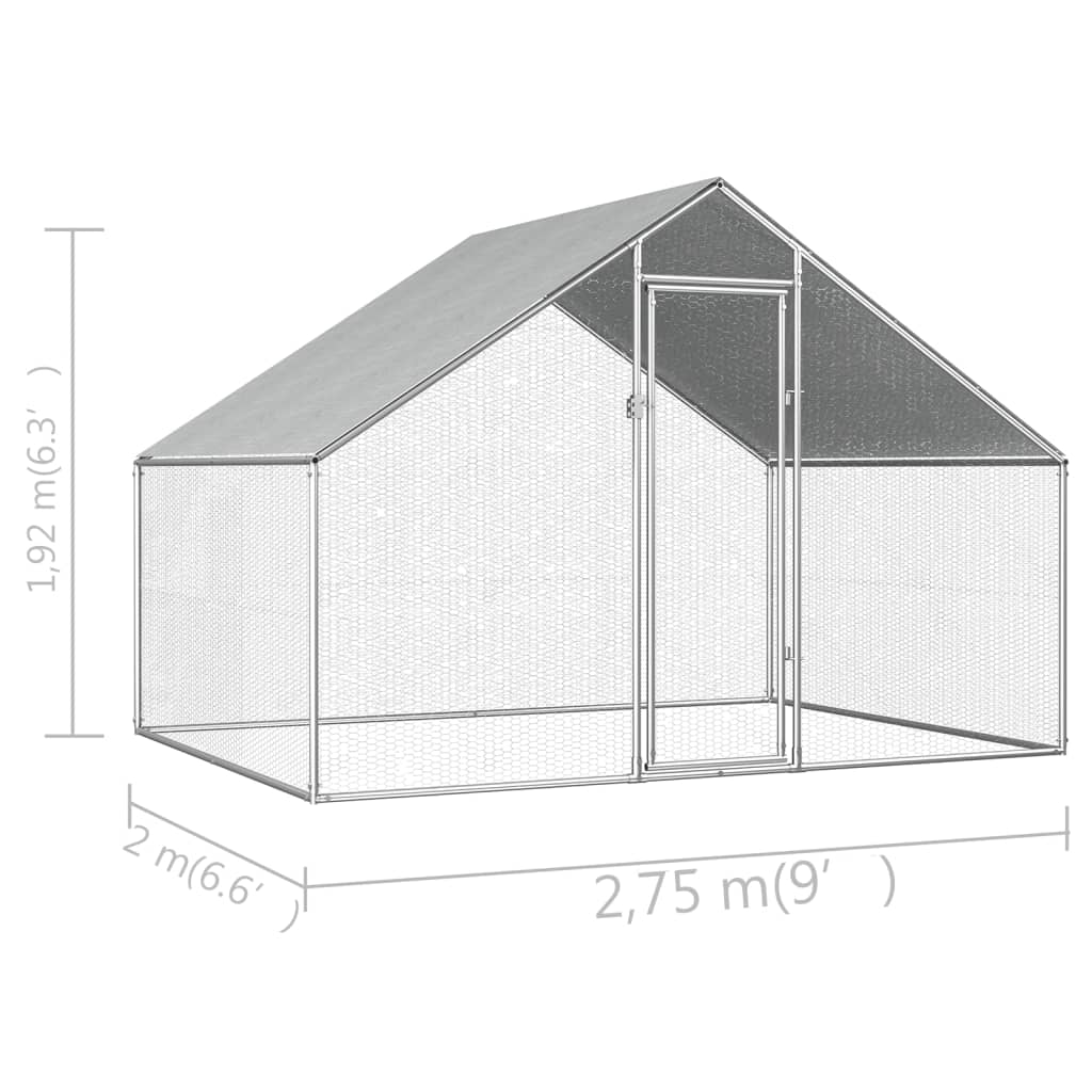 Outdoor-Hühnerkäfig 2,75X2X1,92 M Verzinkter Stahl