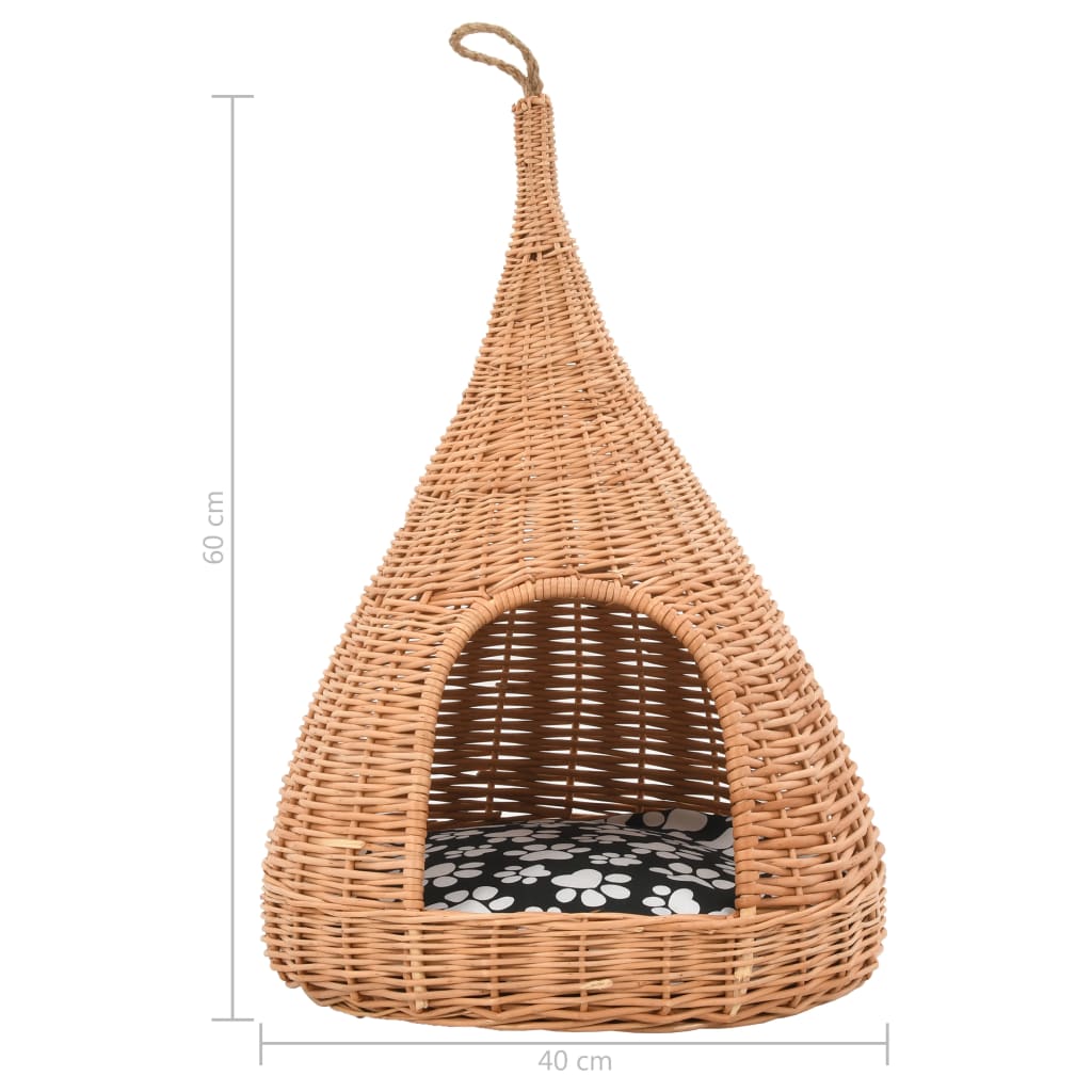 Katzenhaus Mit Kissen 40X60 Cm Weide Tipi