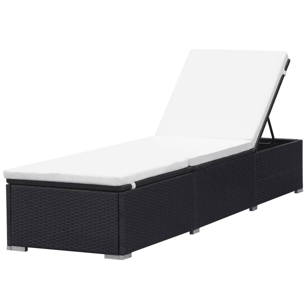 Sonnenliegen Mit Auflage 2 Stk. Poly Rattan Schwarz