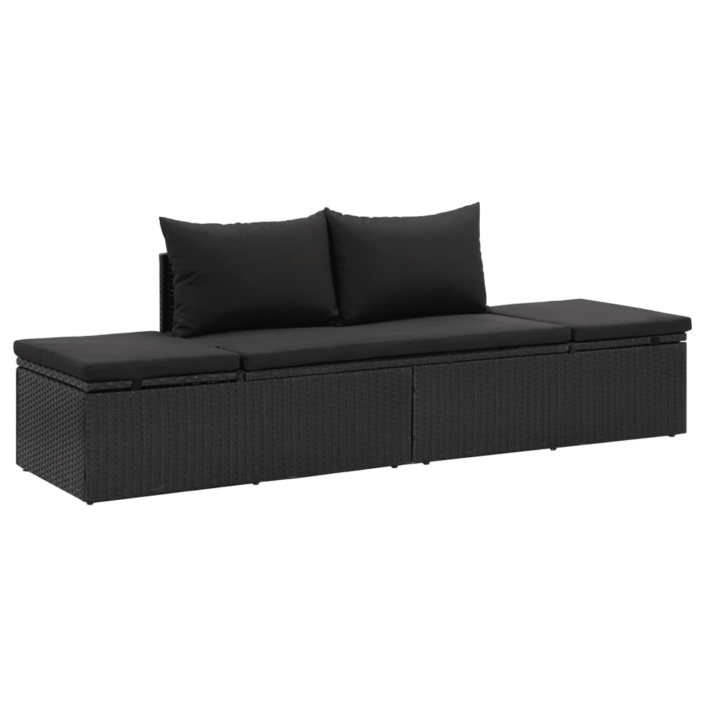 Sonnenliege Mit Auflage Poly Rattan Schwarz