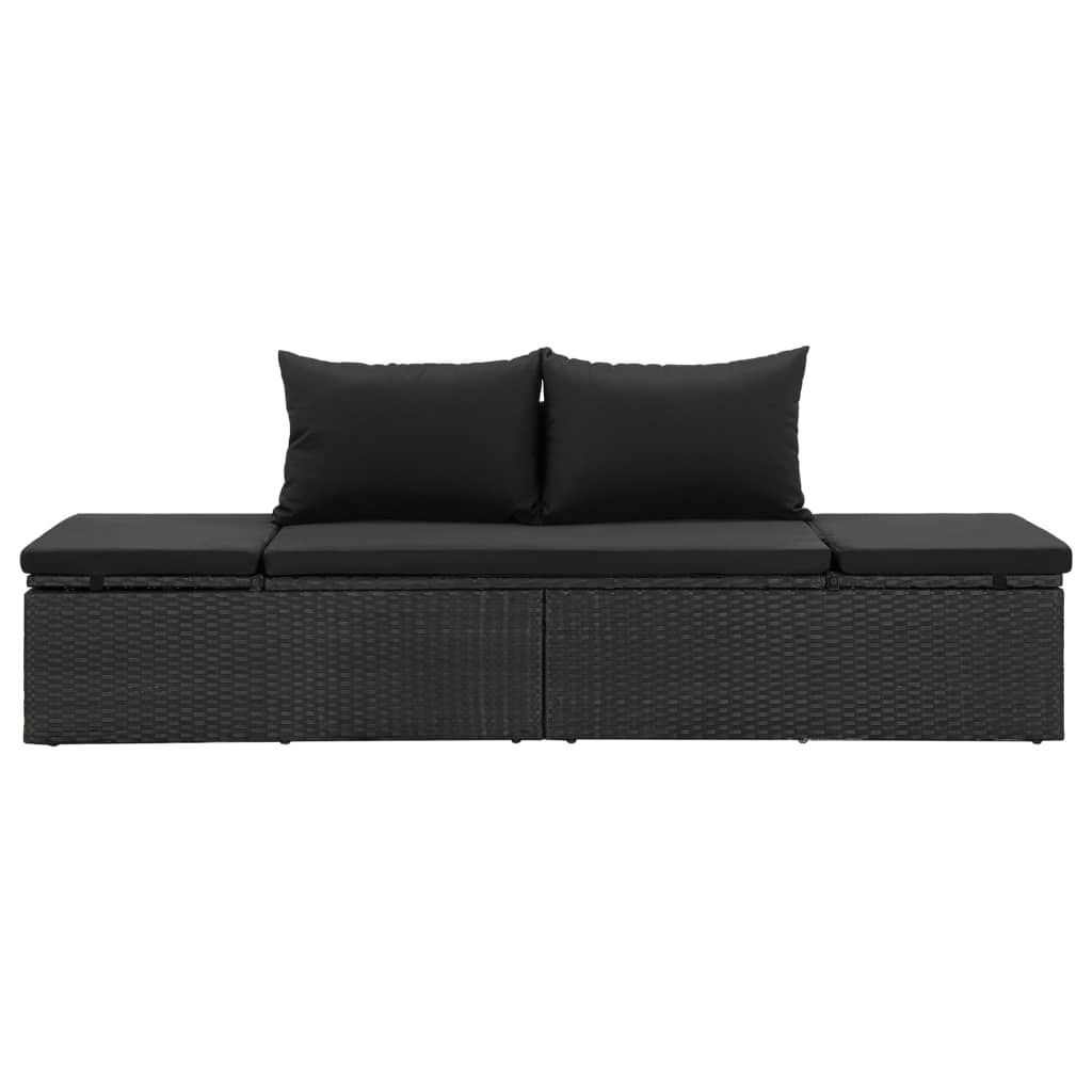 Sonnenliege Mit Auflage Poly Rattan Schwarz