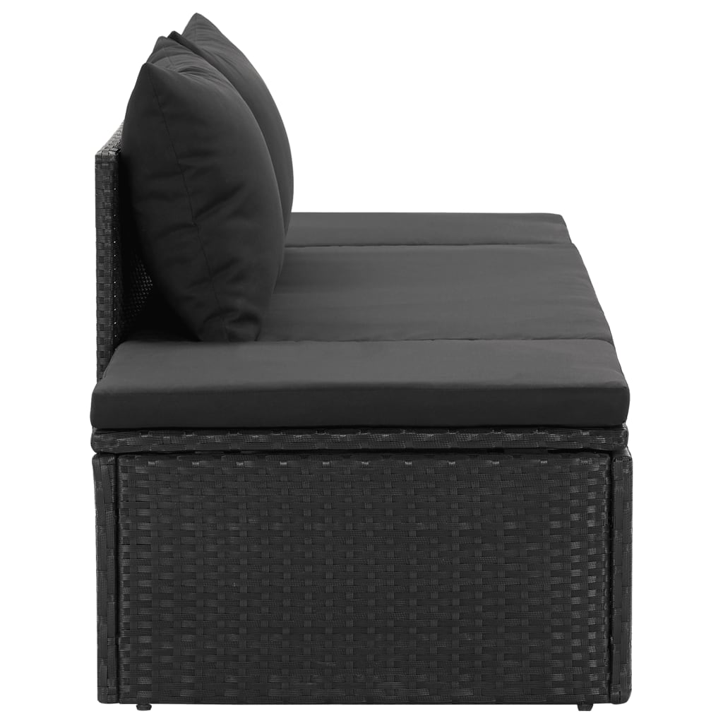 Sonnenliege Mit Auflage Poly Rattan Schwarz