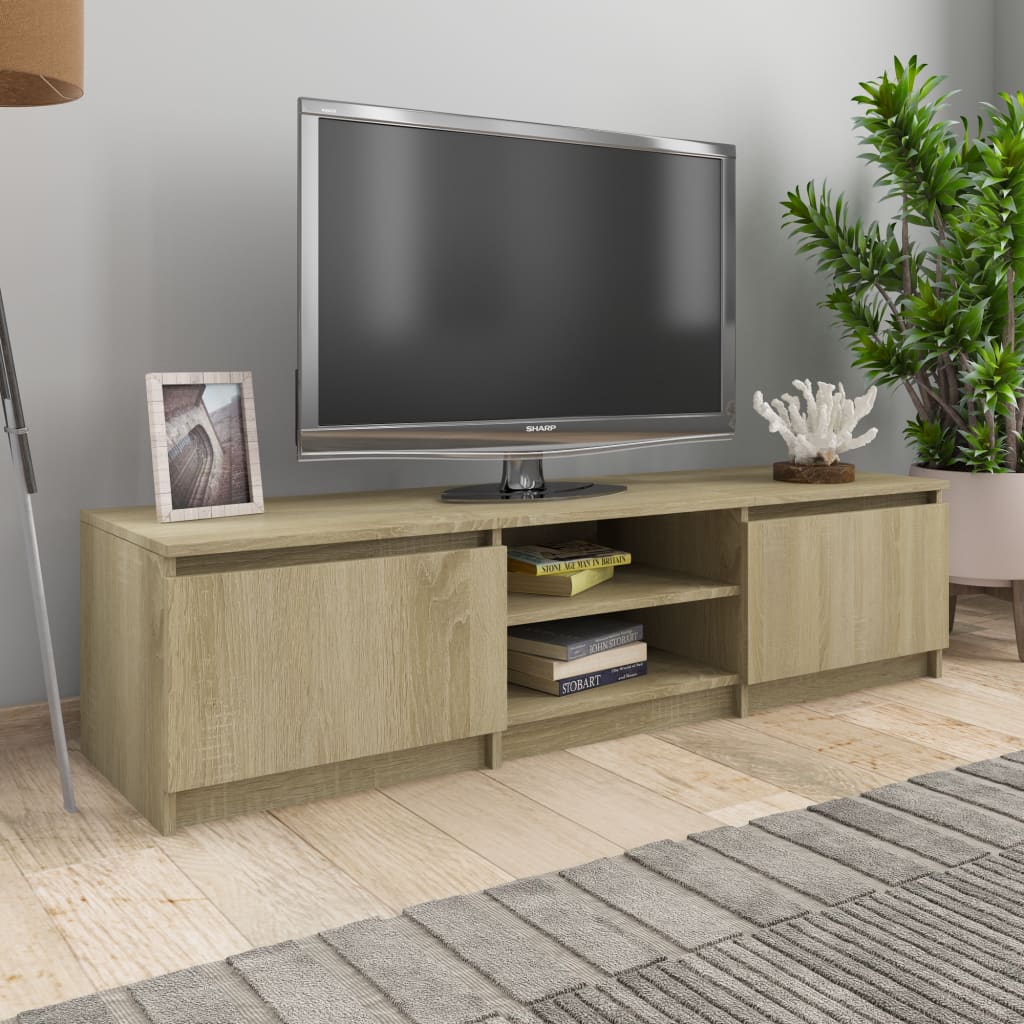 Tv-Schrank Schwarz Eichen-Optik 140X40X36 Cm Holzwerkstoff