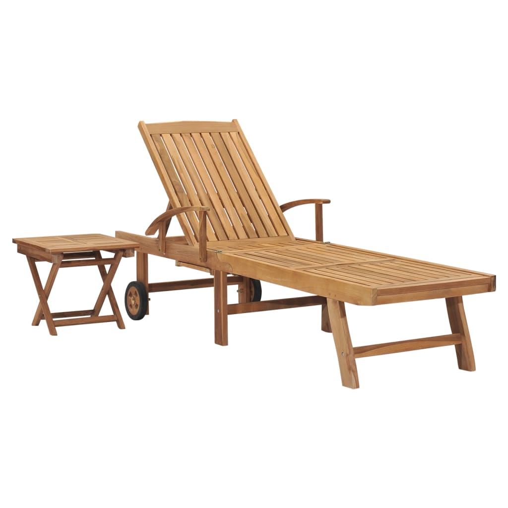 Sonnenliegen 2 Stk. Massivholz Teak