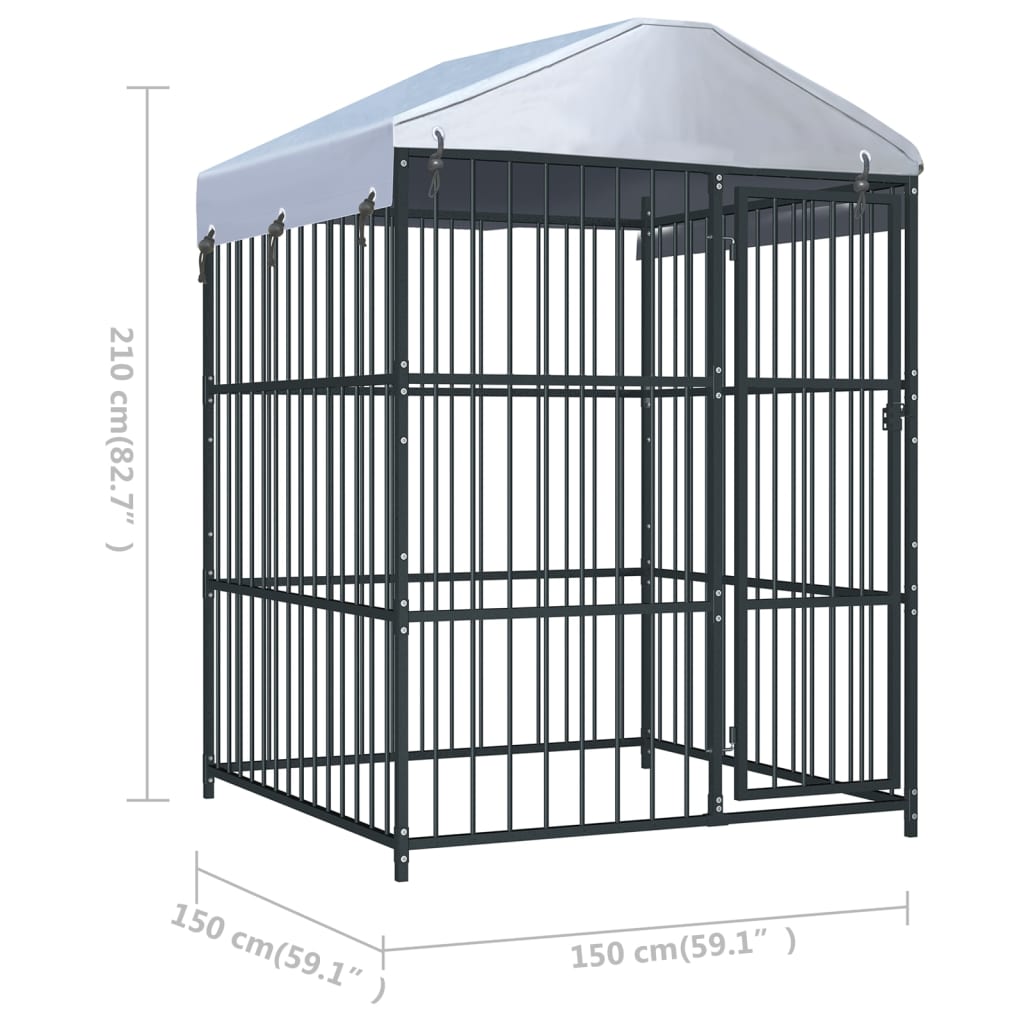 Outdoor-Hundezwinger Mit Überdachung 150 X 150 X 200 Cm