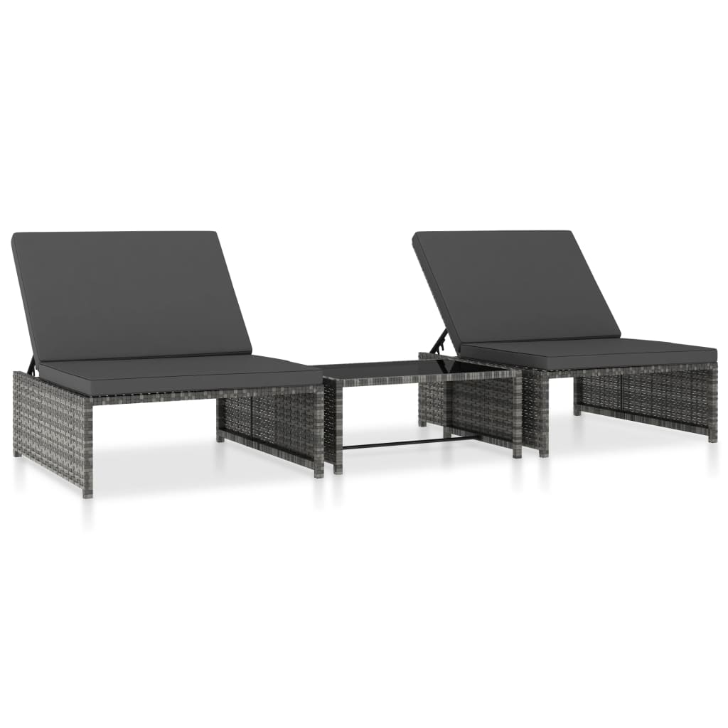 Outdoor-Lehnstühle 2 Stk. Mit Tisch Schwarz Poly-Rattan