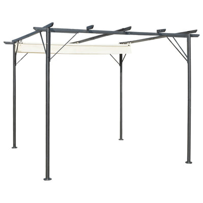 Pergola Mit Versenkbarem Dach Weiß 3X3 M Stahl